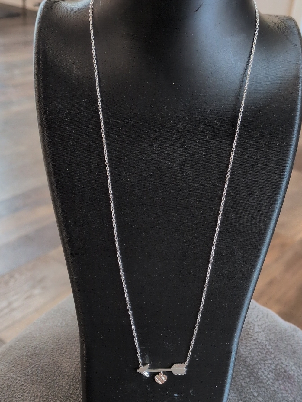 Silver .925 Arrow Pendant Necklace with Heart Charm - Women Jewelry